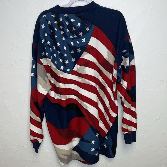 Cotton Traders Vintage American Flag Print Long Sleeve Shirt - Picture 5 of 5